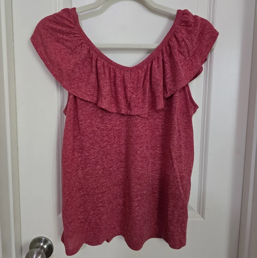 Old Navy Women's Raspberry Ruffle Blouse - Picture 2 of 3